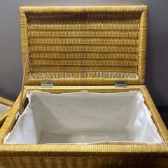 レトロ ラタン 収納ボックス カゴ 籠　の画像