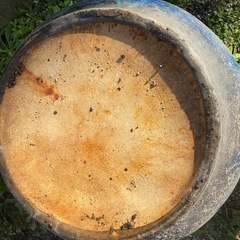 青海鼠釉 火鉢 ひばち　植木鉢カバー 陶磁器 陶器製 壷 壺 ツボ つぼ ガーデニング 和風 インテリア 中古の画像