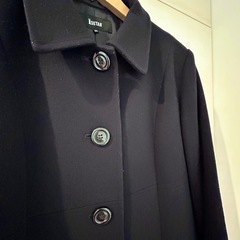 2月11日まで！美品★早い者勝ち 中高生 伊勢丹通学紺ロングコート ウール100% お受験コートの画像