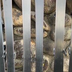 ジュニアスキー板 約119.5cm NISHIZAWA CHEEK ビンディング付＋ストック付（中古）の画像