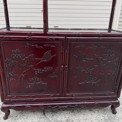 花梨 唐木 飾り棚 茶棚 レトロ 透かし彫り 彫刻 レア 高級の画像