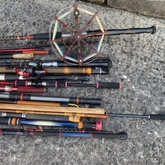 ジャンク 状態込み 古めの 釣竿 釣り竿 エギングロッド リール　まとめて 部品取り 補修前提 中古の画像