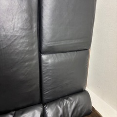 黒　合成革　オットマン付き　カウチソファー　元値4万円相当の画像