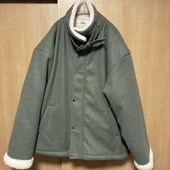 Loose/ルース オーバーメルトン/合成皮革ボアブルゾン　グレイッシュカーキ　美品の画像