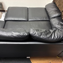 黒　合成革　オットマン付き　カウチソファー　元値4万円相当の画像