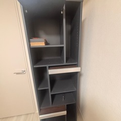 収納棚／シェルフ 高さ180cm ダークグレー×木目調｜1/31.2.1.2/7受け取り可能な方の画像