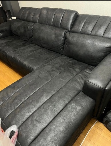 リクライニング 電動 カウチソファー 3人用　引き取りのみ　福岡市 ブラック リクライニング 電動 カウチソファー 3人用引き取りのみ福岡市