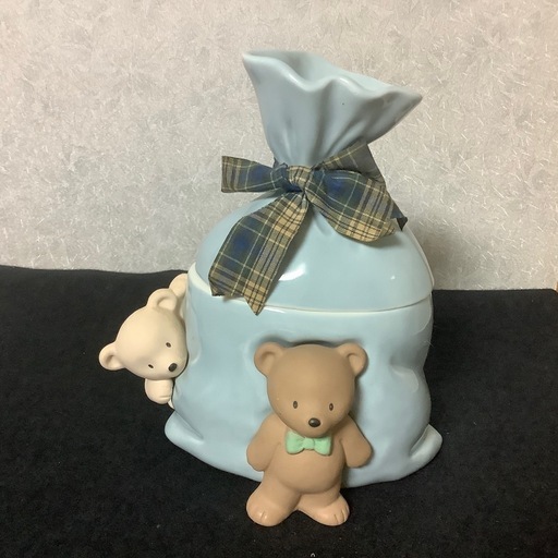 昭和レトロRUNE 内藤ルネクッキージャー小物入れ収納熊さん陶器製