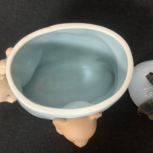 昭和レトロRUNE 内藤ルネクッキージャー小物入れ収納熊さん陶器製