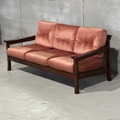 ★80年代★ モリシゲ 応接ソファ 3人掛け｜昭和レトロ 和モダン｜高級旅館仕様の画像