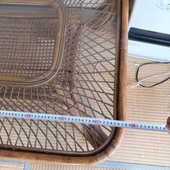 ヴィンテージ ラタン 籐 ガラステーブル 机 ローテーブル 昭和レトロ モダンの画像