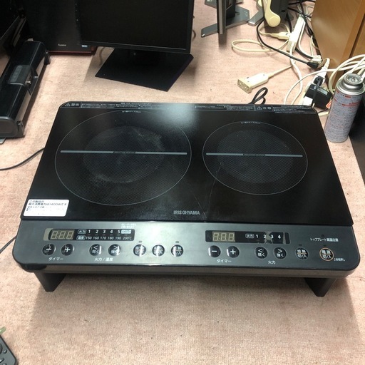 2024年製　アイリスオーヤマ　脚付き２口IHコンロ　IHK-W13S-B