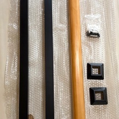 屋外階段手すり 無垢材 ステンレス鋼支柱 100cm 対荷重200kg 未使用の画像