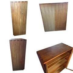 ②木製キャビネット ガラス扉 アンティーク家具 食器棚 キャビネット の画像