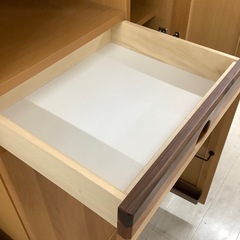 シューズボックス　2枚扉　ミラー付き　引き出し付き　ヨゴレ有　ナチュラル　【トレファク堺福田店】の画像