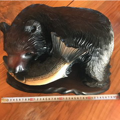 【高品質・特大40cm】北海道 阿寒湖 木彫り熊 一刀彫り 彫刻 民芸品 置物の画像