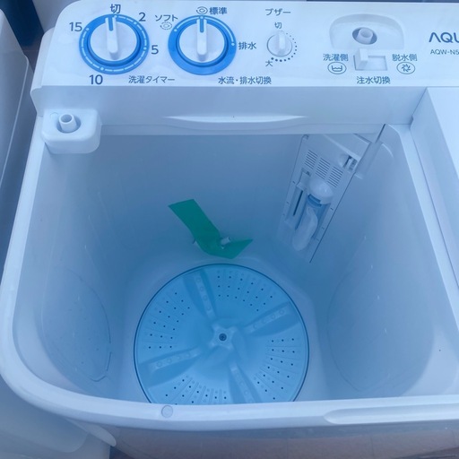 4/5値下げしました⭐️高年式⭐️2025年製 AQUA 5kg  二槽式洗濯機 AQW-N501 抗菌ビッグパルセーター ステンレス