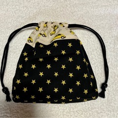 給食袋　巾着袋　コップ袋　男の子　車柄　星柄　レトロ　かっこいい　黒の画像