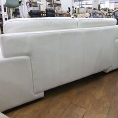 ワイド ソファ 2.5人掛け レザー 本革 幅190×奥93×高80 ホワイト 白 ソファー 長椅子 幅広 2人掛け 札幌市厚別区 厚別店の画像