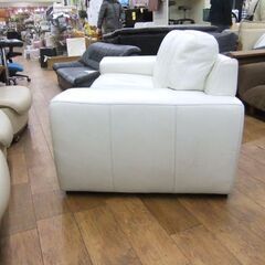 ワイド ソファ 2.5人掛け レザー 本革 幅190×奥93×高80 ホワイト 白 ソファー 長椅子 幅広 2人掛け 札幌市厚別区 厚別店の画像
