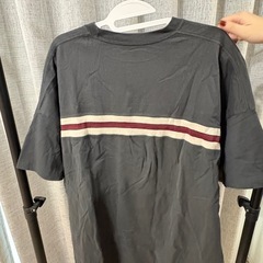 X-girlグレー ストライプ オーバーサイズ Tシャツの画像