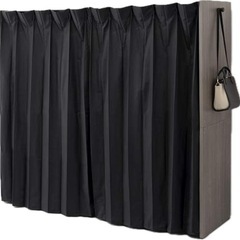 グレー ハンガーラック 可動式棚付きの画像