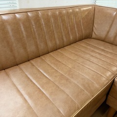 合皮キャメルソファ(左アーム)の画像