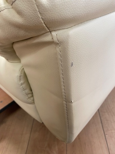 ◆中古◆格安◆美品◆合皮◆二人掛けソファ◆アイボリー◆フェイクレザー◆