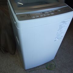 【紋別市発】家庭用　全自動洗濯機　アクア　AQUA　AQW-S5R　 ５キロタイプ　2024年製　単身宅で使用　中古品　 通電/作動確認　　大きさ　　幅525×奥行500×高さ890mm　の画像