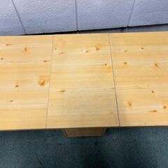 和歌山ロビン家具 バタフライテーブル ダイニングテーブル キャスター付 幅35cm、80cm、125cm×奥行60cm×高さ66cm の画像