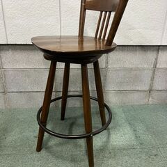 木製 カウンターチェア バーチェア 回転 アンティーク調 直径45cm×高さ85cm（座高64cm） の画像
