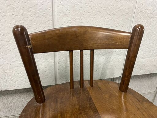 木製 カウンターチェア バーチェア 回転 アンティーク調 直径45cm×高さ85cm（座高64cm）