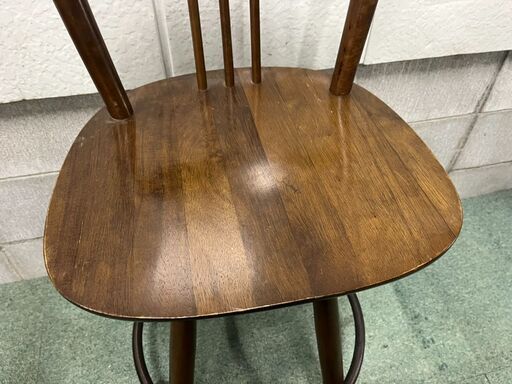 木製 カウンターチェア バーチェア 回転 アンティーク調 直径45cm×高さ85cm（座高64cm）