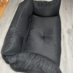 【美品・ヘタリなし】フロアソファ 2人掛け ブラック クッション付きの画像