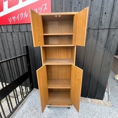 木製下駄箱／収納力◎ ナチュラルブラウン キャスター付きの画像