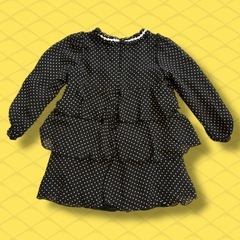 ✨美品✨ハッシュアッシュ 100 ワンピース ドット柄　発表会 卒園式 黒の画像