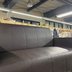 2Pソファ ブラック 革製 床置きタイプ  ローソファ 中古の画像
