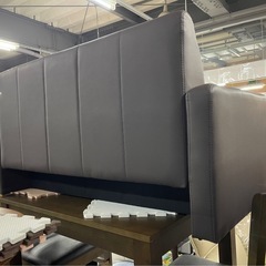 2Pソファ ブラック 革製 床置きタイプ  ローソファ 中古の画像