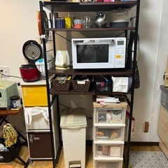 【2/22迄】ゴミ箱上キッチンラック（ブラウン）の画像