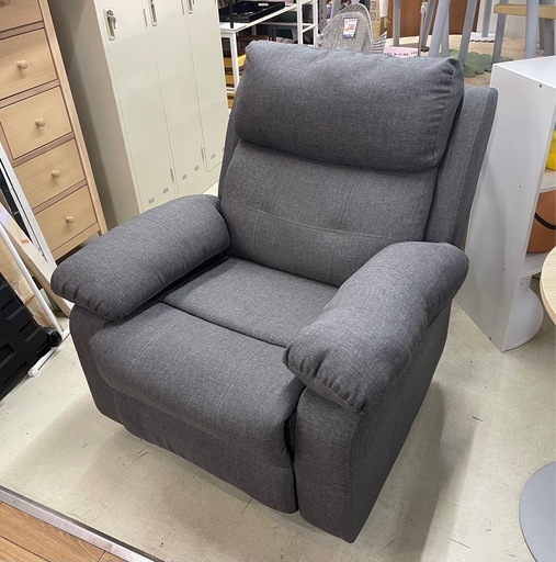 1Pソファ グレー リクライニング付き 肘置きに問題あり 中古 特価品