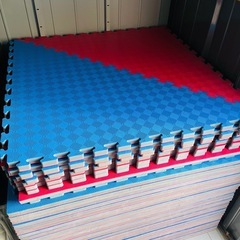 【新品+中古】テコンドー 八角形コート用マット 100枚 青・赤 両面タイプの画像