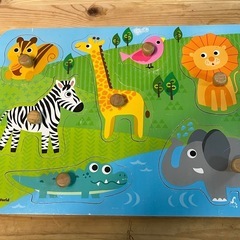 木製 つまみ付きパズル 4枚セット／動物・恐竜・のりもの／知育玩具の画像