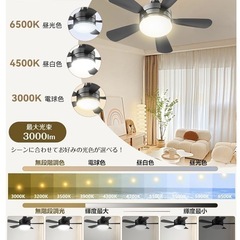 新品❤️LED シーリングファンライト　小型　簡単取り付け　リモコン付き！⭐️の画像