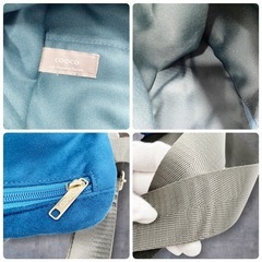 【美品】COOCOクーコ スエード風生地 センタータック リュック ターコイズの画像