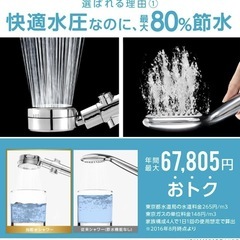 日丸屋製作所 シャワーヘッド 節水 浄水 止水ボタン 水流調整アダプター付 (ホワイト)の画像