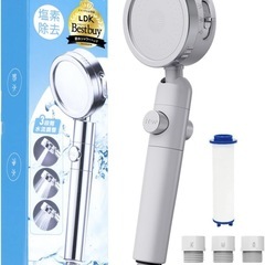 日丸屋製作所 シャワーヘッド 節水 浄水 止水ボタン 水流調整アダプター付 (ホワイト)の画像