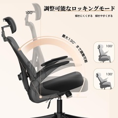 オフィスチェア メッシュ デスクチェア ヘッドレスト上下調節 腰サポート多段調節の画像