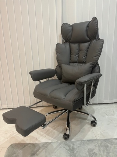 【美品】GTRACING ゲーミングチェア グレー オットマンGT200-GRAY オフィスチェア 椅子 社長椅子 デスクチェア