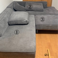 【早い方順】グレー　ソファセット（傷あり）の画像