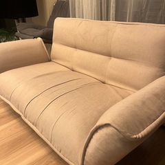 【無料】二人掛けソファ・ソファベッド(ベージュ)の画像